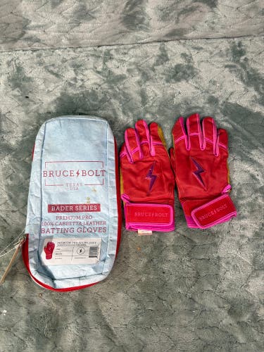 Pink Medium Bruce Bolt Batting Gloves (Used)