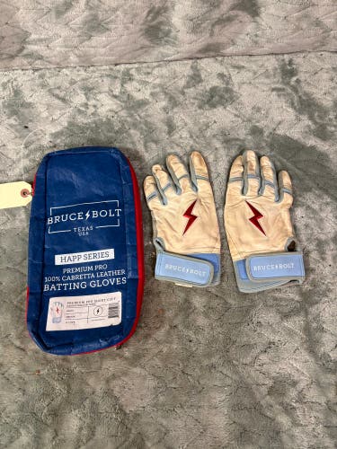 White Medium Bruce Bolt Batting Gloves (Used)