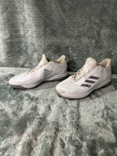 White Men's Size M 9.5 (W 10.5) Adult Adidas Icon 7 Low Top Footwear Molded Cleats (Used)