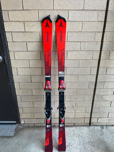 2024 Atomic S9 SL FIS 157 racing skis with Atomic Icon RS race bindings.