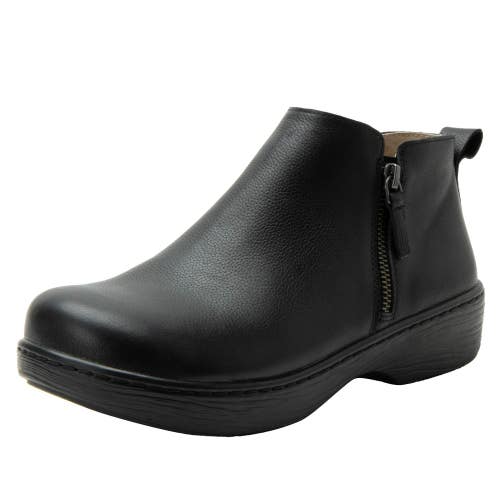 Alegria Oaklee Boots Womens 7-7.5 M Black Leather Side Zip Ankle Bootie ZOGG3639