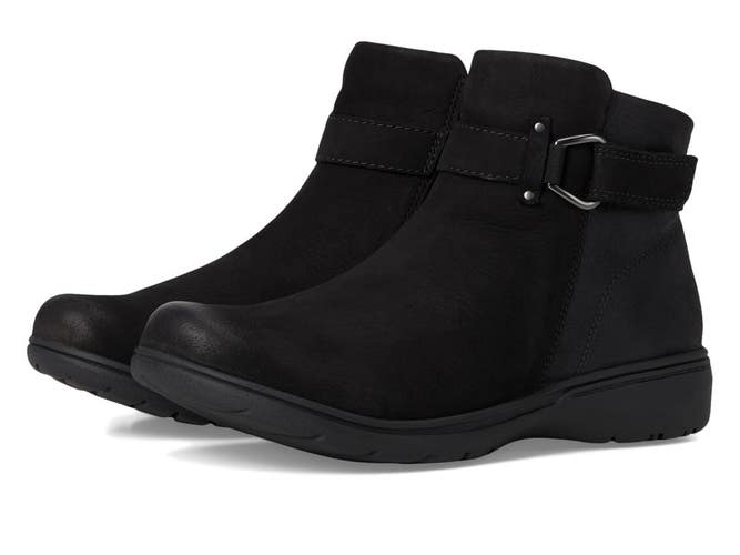 Clarks Carleigh Drift Boots Women 7 W Black Nubuck Leather Ankle Bootie ZOGG3587