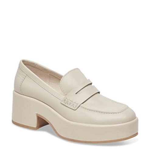Dolce Vita Yanni VYANNI0104 Loafer Women's 8.5 Ivory Leather Block Heel HTAT1655