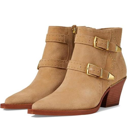 Dolce Vita Ronnie Boots Womens US 6 M Camel Suede Snip Toe Ankle Bootie HTAT1776
