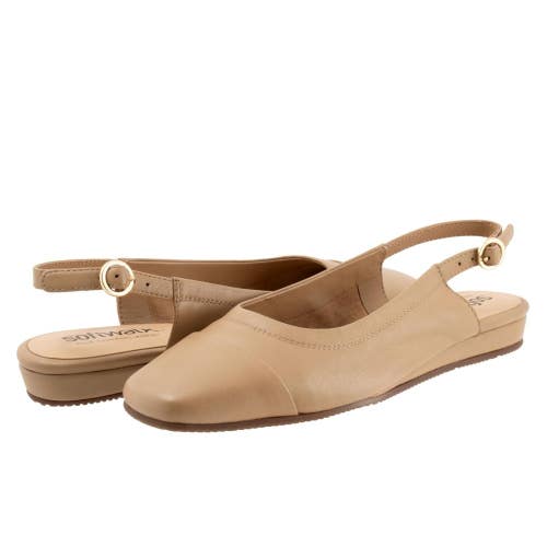 Softwalk Vittoria Flats Women's 9 M Nude Leather Square Toe Slingback HTAT1679
