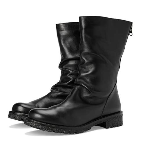 Eric Michael Braga Boots Women's US 7.5-8 B Black Leather Round Toe Hawk2988