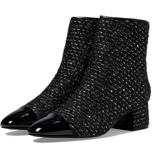 Steve Madden Eiffel Boots Women's US 6 M Black Leather Ankle Bootie HTAT1659