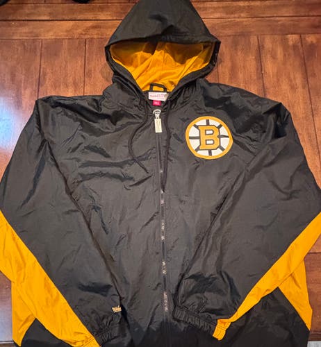 Boston Bruins Mitchell & Ness Full Zip Windbreaker Adult 2XL NWT