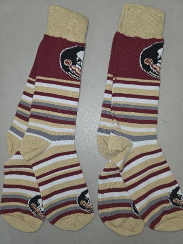 ST34 Mens NCAA FLORIDA STATE SEMINOLES FSU Crew Socks Lot of 2 Pair MEDIUM New