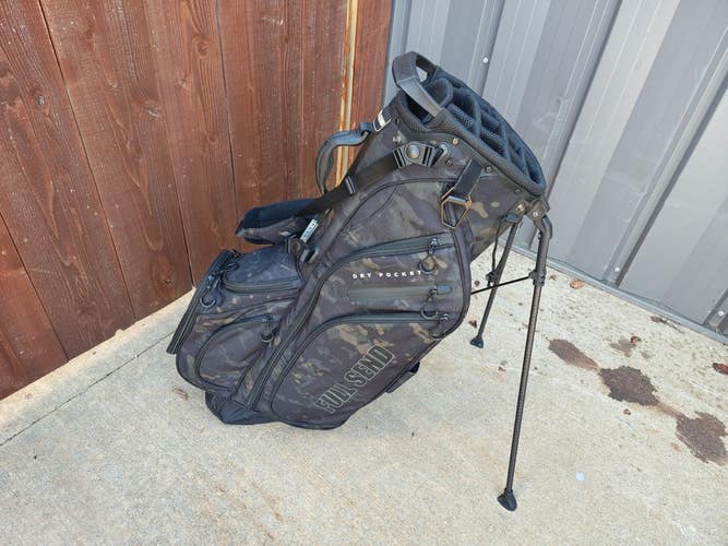 Full Send Golf 14 Way Full Divider Dual Strap Stand Bag Black Camo w Raincover