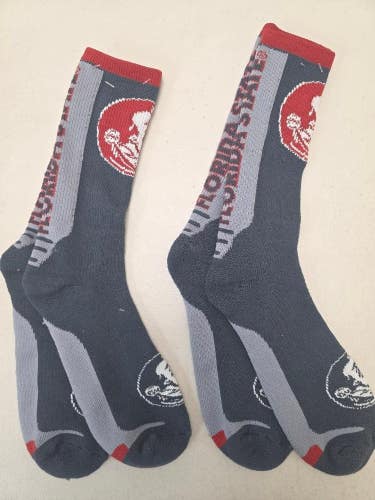 ST23 Mens NCAA FLORIDA STATE SEMINOLES FSU Crew Socks Lot of 2 Pair LARGE New