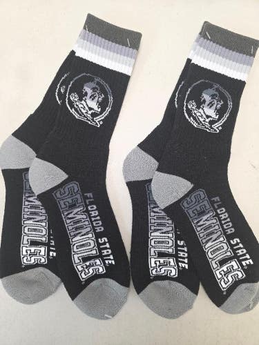 ST24 Mens NCAA FLORIDA STATE SEMINOLES FSU Crew Socks Lot of 2 Pair LARGE New