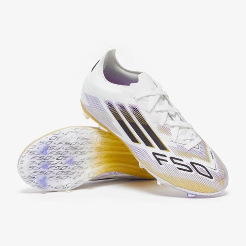 White Kids 3Y (Big Kids) Adidas F50 Elite Molded Cleats Cleats (New) JH7713 white black gold