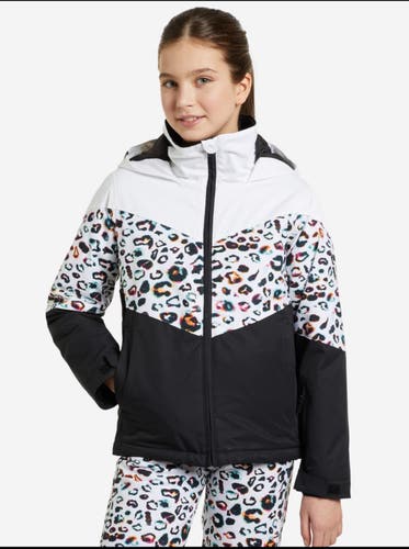 Roxy Girls Ski Jacket & Snow Pants Set Size 12/L DryFlight 10K Leopard