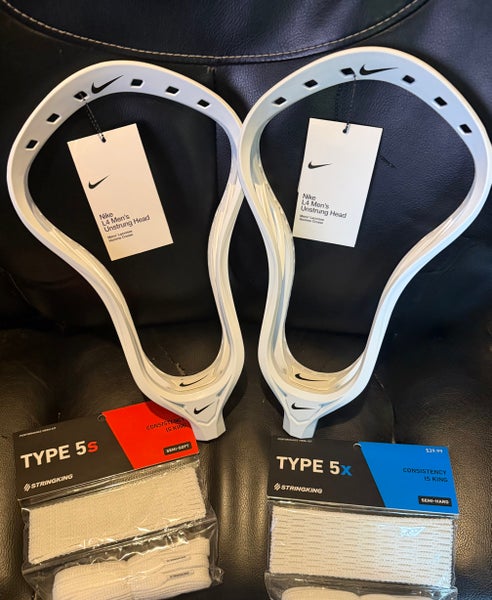 2 x NIKE L4 LACROSSE HEADS with STRINGKING 5s complete soft & hard MESH kits