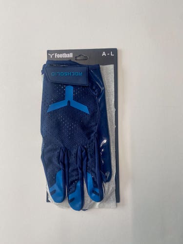 New Football Receiver Gloves –Blue– Adult Large