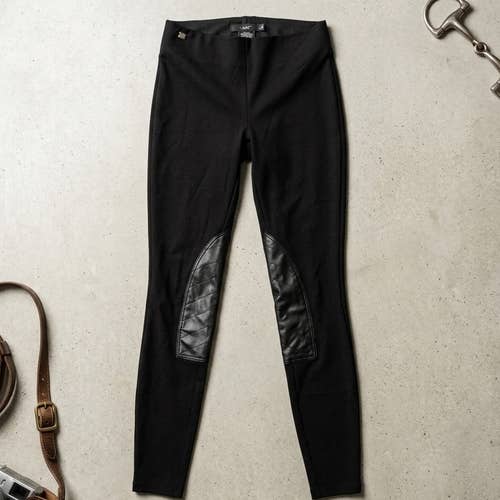 Lauren Ralph Lauren XS Equestrian Riding Leggings Faux Leather Patch Old Money