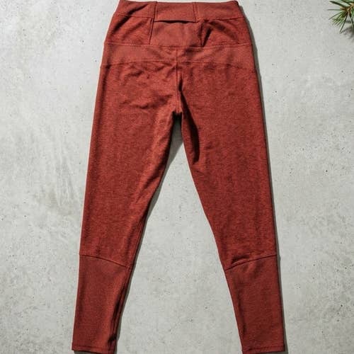 Apana Cropped Leggings Womens S Rust Red Ribbed Pocket Pilates Athleisure
