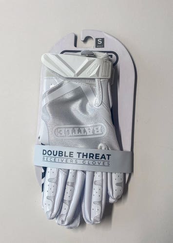 Brand New Battle Double Threat Receiver Gloves – White – Adult Small