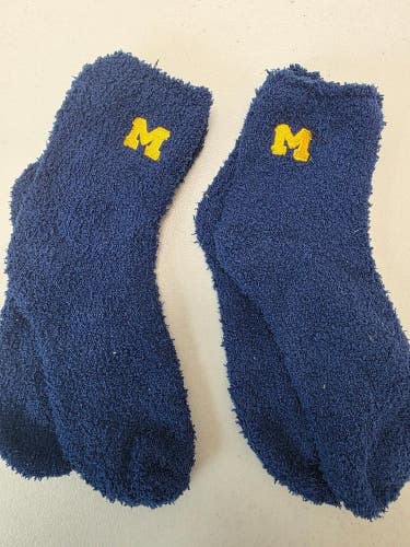 ST14 Mens NCAA MICHIGAN WOLVERINES Crew Socks Lot of 2 Pair LARGE New