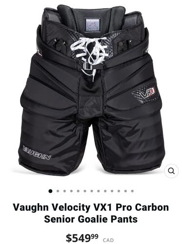 Senior Large 2025 Vaughn Velocity VX1 Pro Carbon Hockey Goalie Pants (New)
