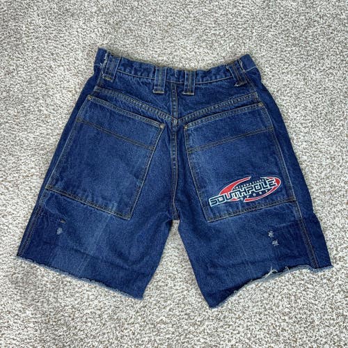 Vintage Southpole Shorts Mens 30 Blue Denim Jorts Embroidered Baggy Y2K Hip Hop