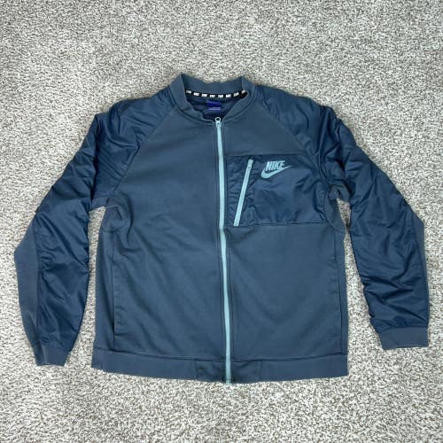 Nike Jacket Mens Large Blue Full Zip Track Knit Woven Athletic Running Sports