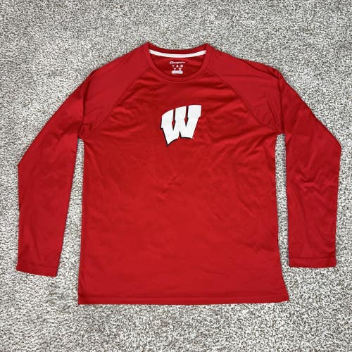 Wisconsin Badgers Shirt Men Large NCAA Football Champion Long Sleeve Performance