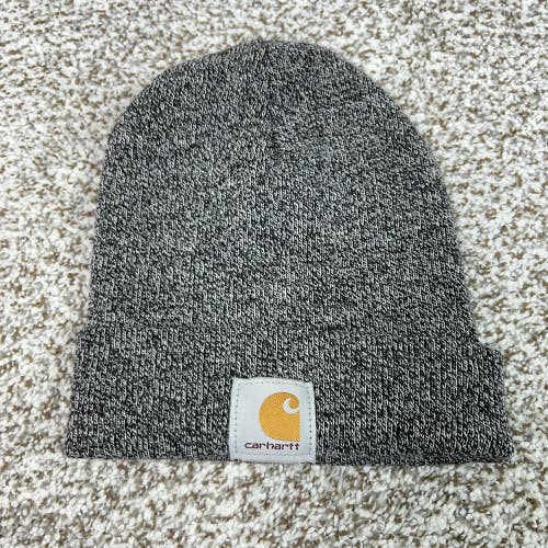 Carhartt Hat Beanie Mens One Size Gray A18 019 Knit Logo Winter Workwear Outdoor