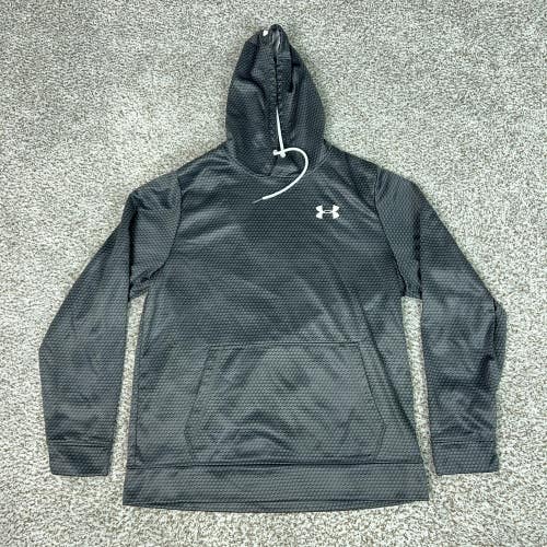 Under Armour Hoodie Mens Medium Gray Pullover Fleece Sweatshirt Logo ColdGear