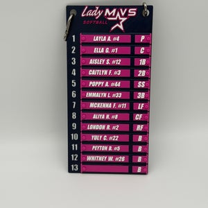 Custom Baseball Lineup Board | Personalized Team Roster Dugout Board