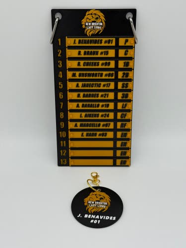 Custom Softball/Baseball Lineup Board | Personalized Team Roster Dugout Board