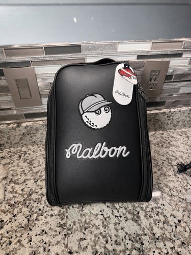 Brand New Malbon Golf Shoe Bag Black Travel Shoe Case Cooper Logo Zipper Case