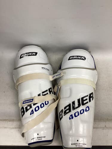 Used Bauer SG 4000 Senior Shin Guards White 14" 11851-S000051415