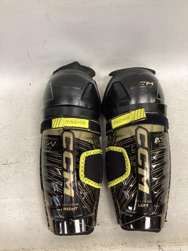 Used CCM TACKS AS-V SHINS Junior Shin Guards Black 10" 11851-S000051496