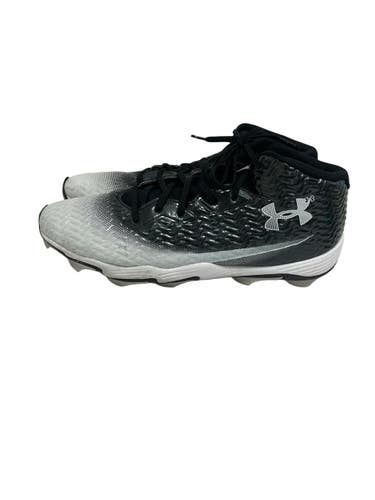 Used Under Armour Spotlight Hammer Mens 13 FB Cleats Black And White 11692-S000156820