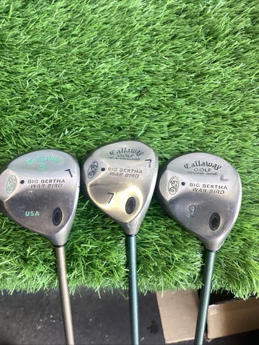 Callaway Big Bertha War Bird Fairway Woods Set 5-7-9 With Ladies Graphite Shafts