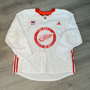 (New) White Authentic MiC Adidas Detroit Red Wings Belfor Practice Jersey Size 56