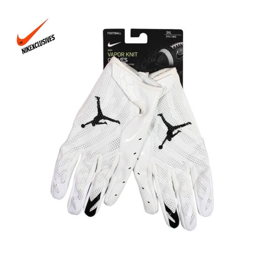 White Adult Nike Air Jordan Vapor Knit Elite Men’s Magnigrip Padded Football Gloves CK3017-102