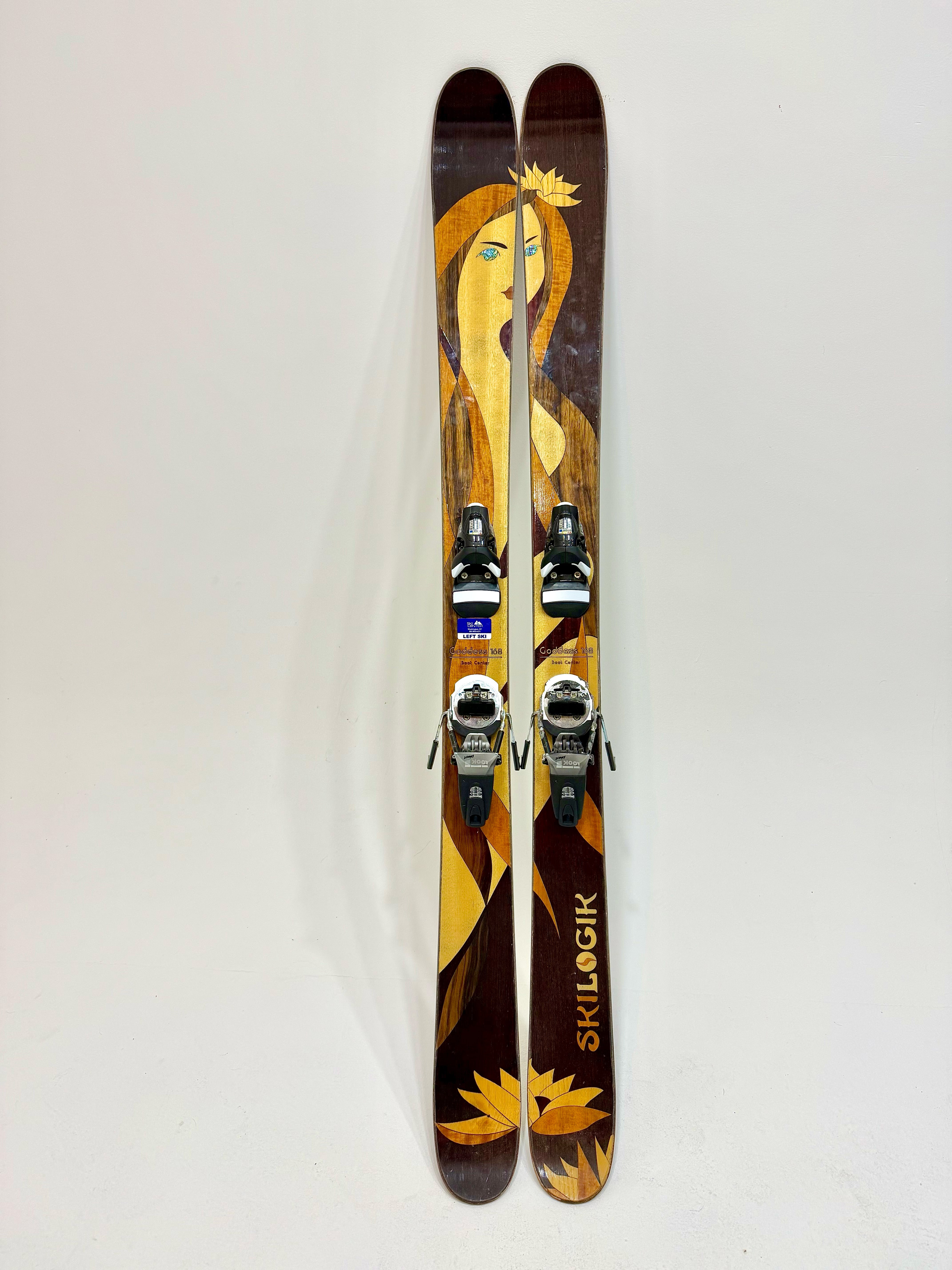 Used Women's Ski Logik 168cm Powder Skis With Bindings Max Din 15