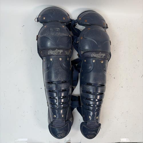 Rawlings 76DCW Catchers Shin Guards, Blue, Ages 9-12, 17"