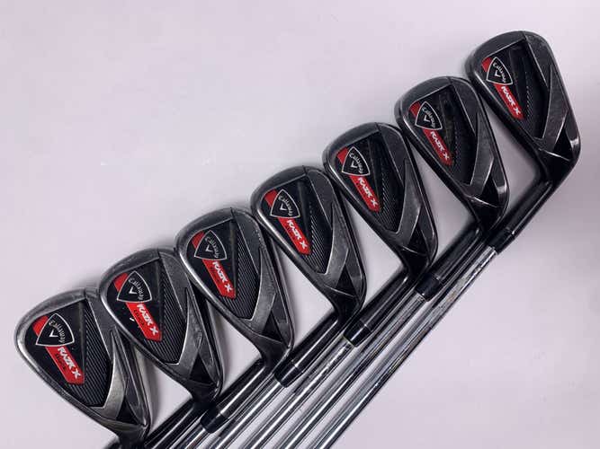 Callaway Razr X Black Iron Set 4-PW KBS Tour Stiff Steel Mens 2* Flat  RH