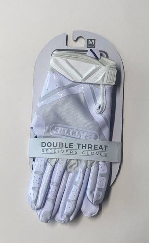Brand New Battle Double Threat Receiver Gloves – White – Adult Medium