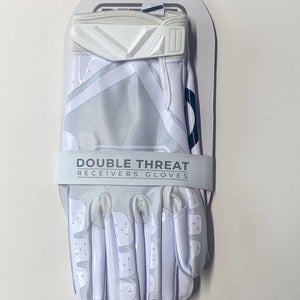 Brand New Battle Double Threat Receiver Gloves – White – Adult XL