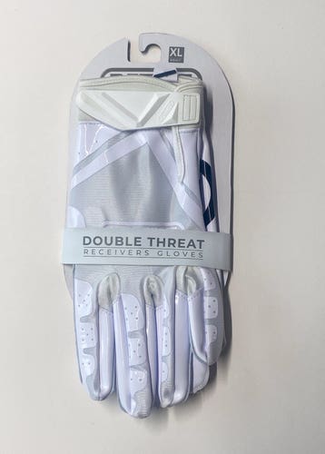 Brand New Battle Double Threat Receiver Gloves – White – Adult XL