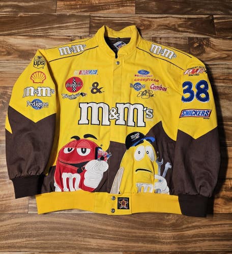 Vintage M&M Nascar Racing Jacket #38 Elliot Sadler JH Design Jacket Coat Sz 3XL