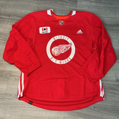 (New) Red Authentic MiC Adidas Detroit Red Wings Belfor Practice Jersey Size 56