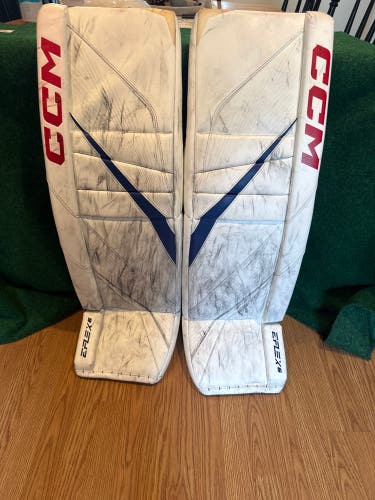 Red White & Blue Senior CCM EFlex 6 Goalie Leg Pads Boyko Pro Stock (Used) | 37"+2"