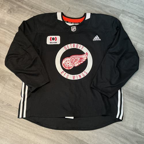 (Used) Black Authentic MiC Adidas Detroit Red Wings Belfor Practice Jersey Size 56