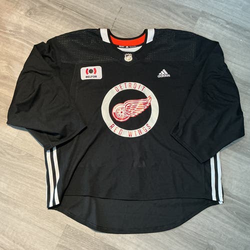 (Used) Black Authentic MiC Adidas Detroit Red Wings Belfor Practice Jersey Size 58G